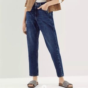 Brunello Cucinelli Monili Jeans Blue Denim Baggy Taper Leg Size 4
